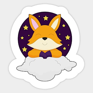 Fox Night Clouds Stars Sticker